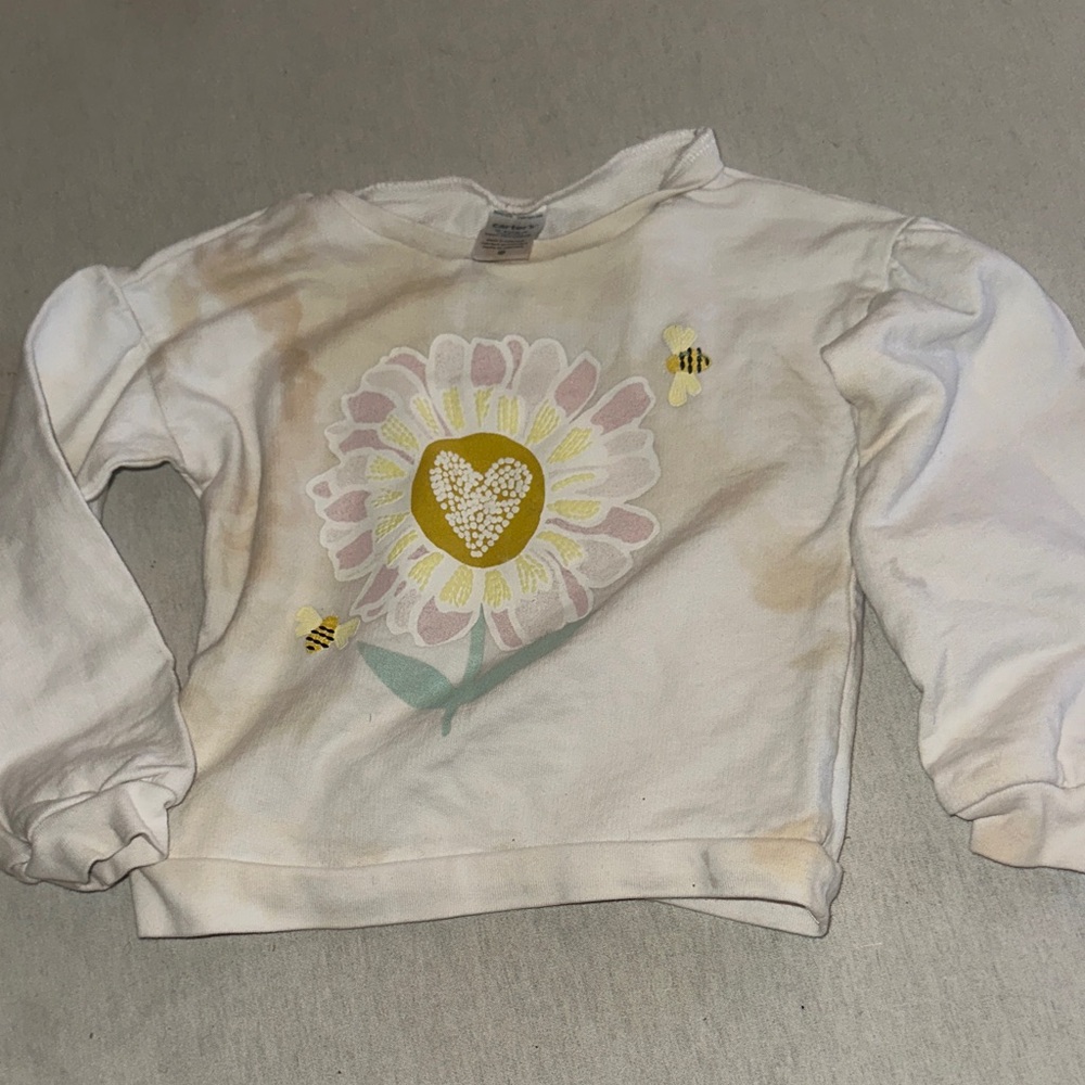 Kids Size 2T Carters White Floral Long Sleeve Shirt